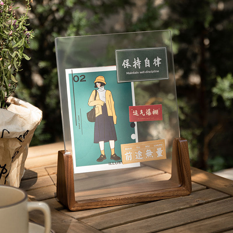 Modern Solid Wood U-Shaped Photo Frame – Acrylic Display, Handmade Desk Decor