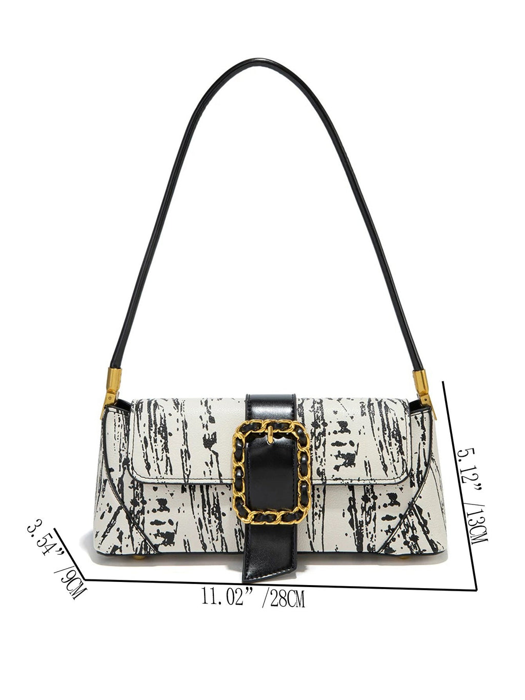 Vintage Horse & Carriage Pattern Shoulder Bag – PU Underarm Handbag for Women