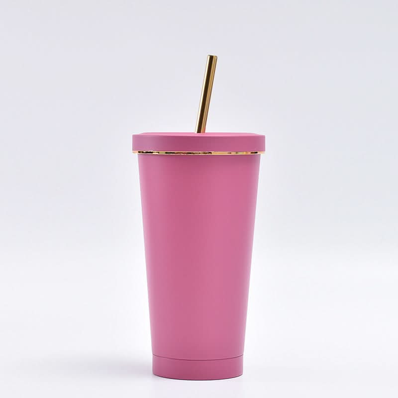 Stainless Steel Vacuum Insulated Coffee Tumbler with Straw – Double-Layer