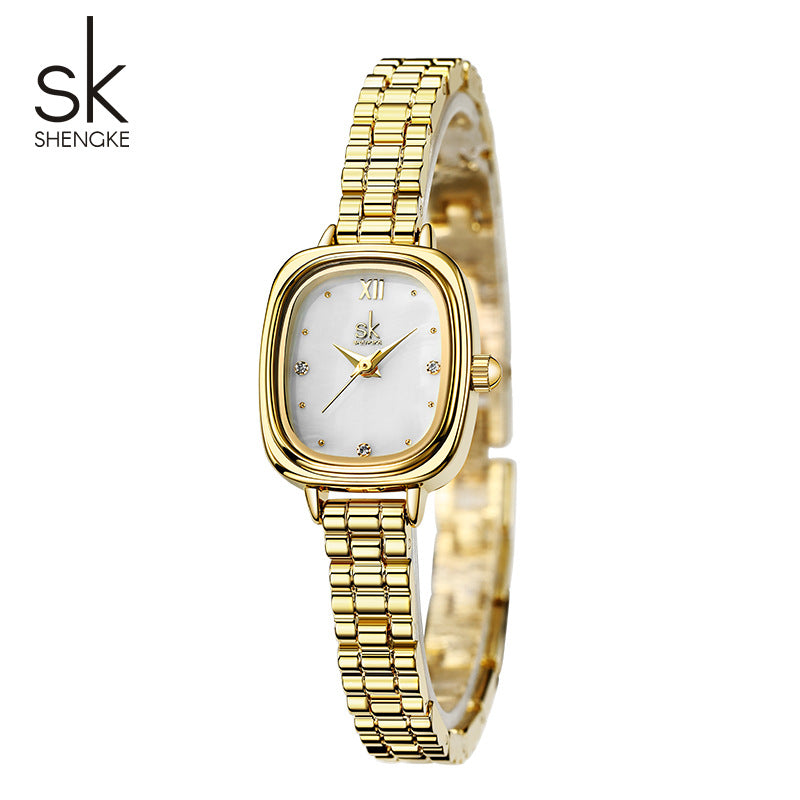 SK Women’s Quartz Watch – Small Square Dial, 30M Waterproof Fashion Wristwatch