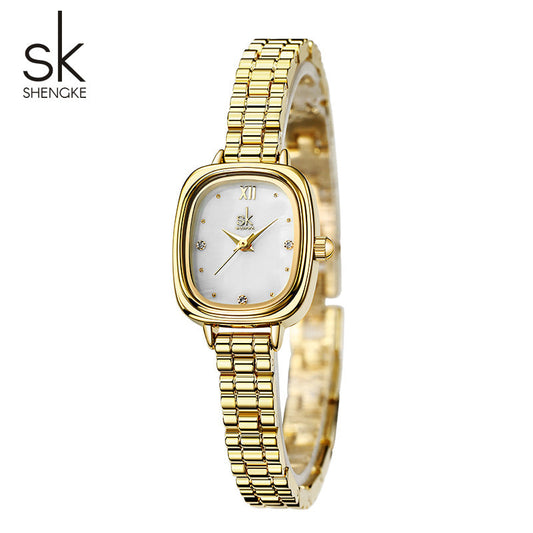 SK Women’s Quartz Watch – Small Square Dial, 30M Waterproof Fashion Wristwatch