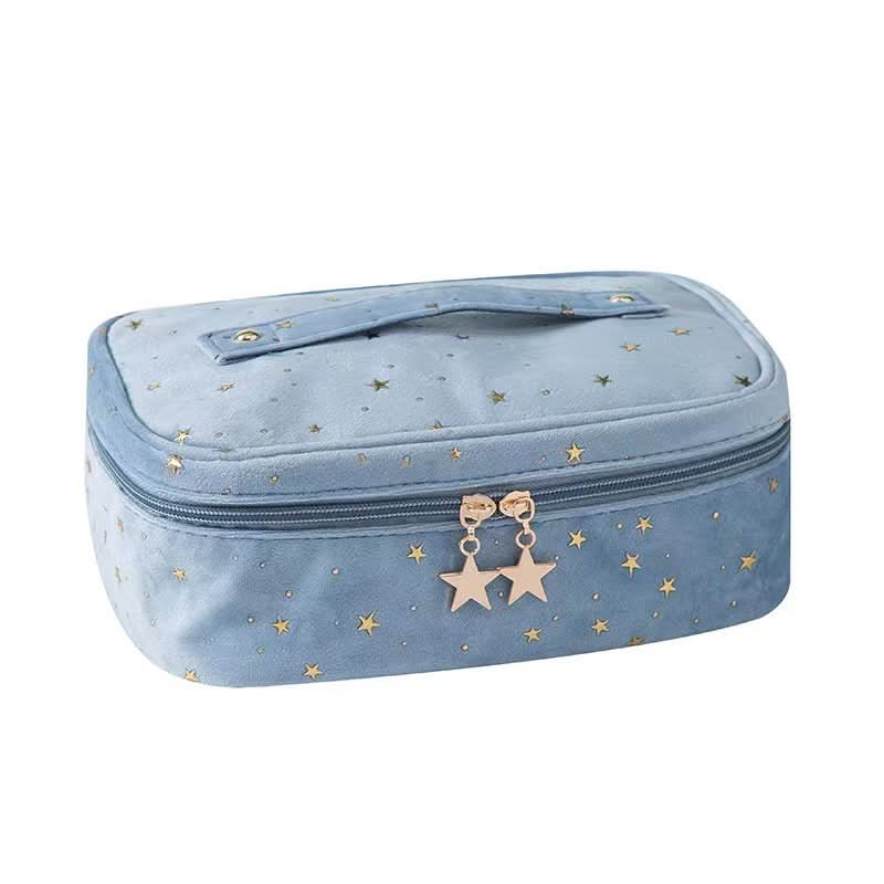 Velvet Makeup & Toiletry Bag - Portable Cosmetics Storage