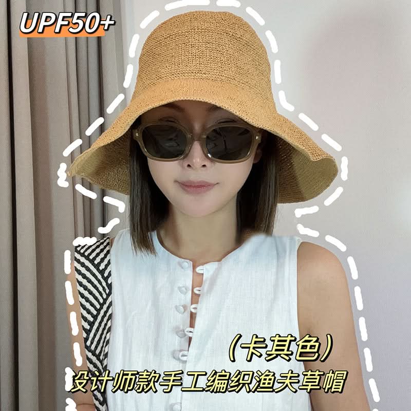 Handmade Straw Bucket Hat – Wide Brim Summer Sun Hat for Women