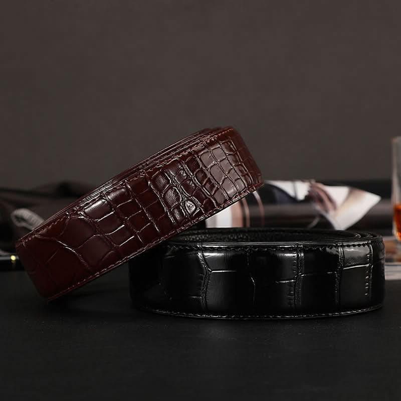 Men's Crocodile Leather Belt - Automatic Buckle
