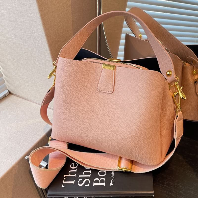 Women's PU Leather Bucket Crossbody Bag – Fashionable Handbag