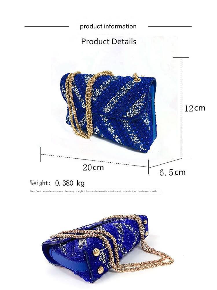 Retro Diamond-Studded Evening Bag – Chain Clutch