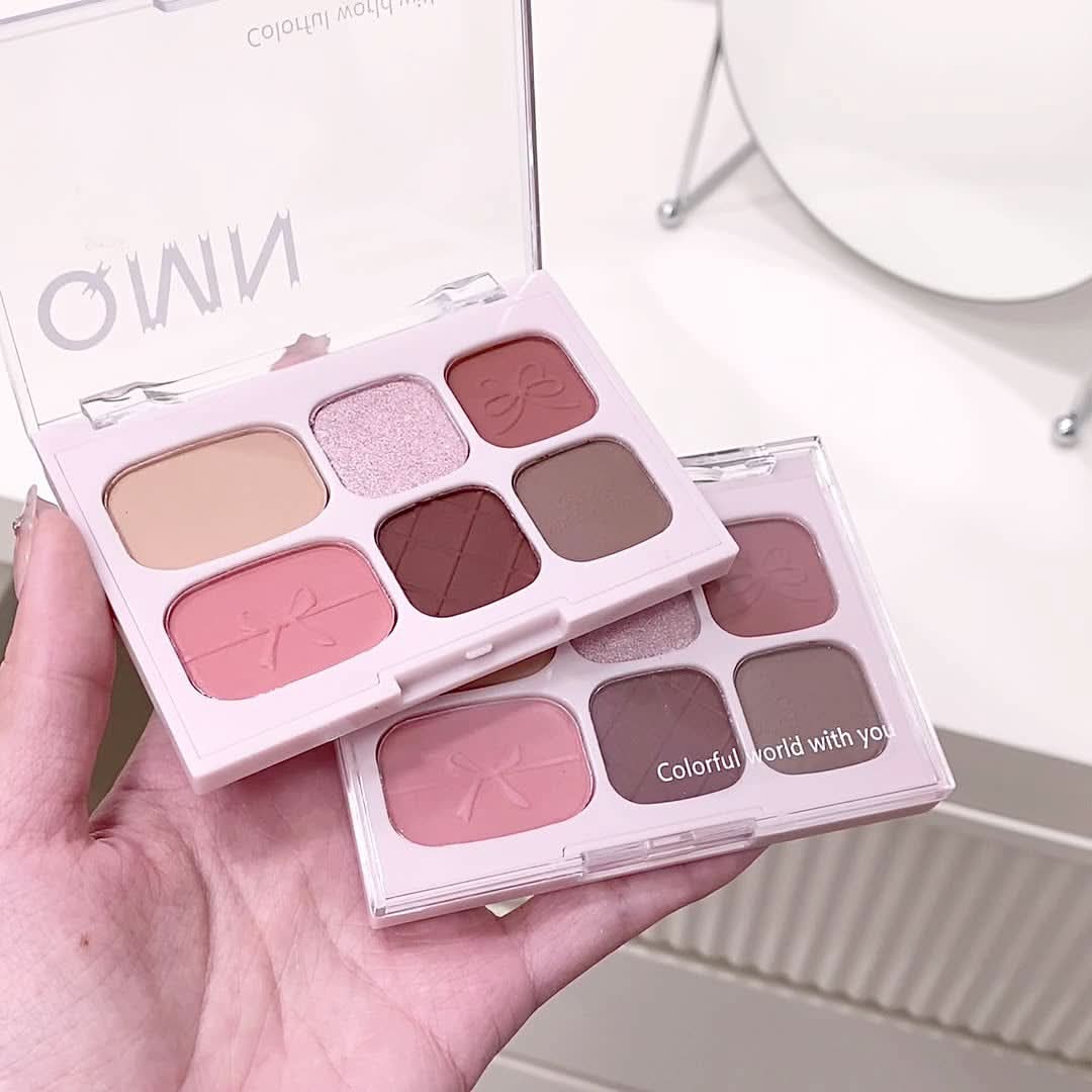 QMN 6-Color Eyeshadow Palette – Moonlight Rose, Matte & Shimmer