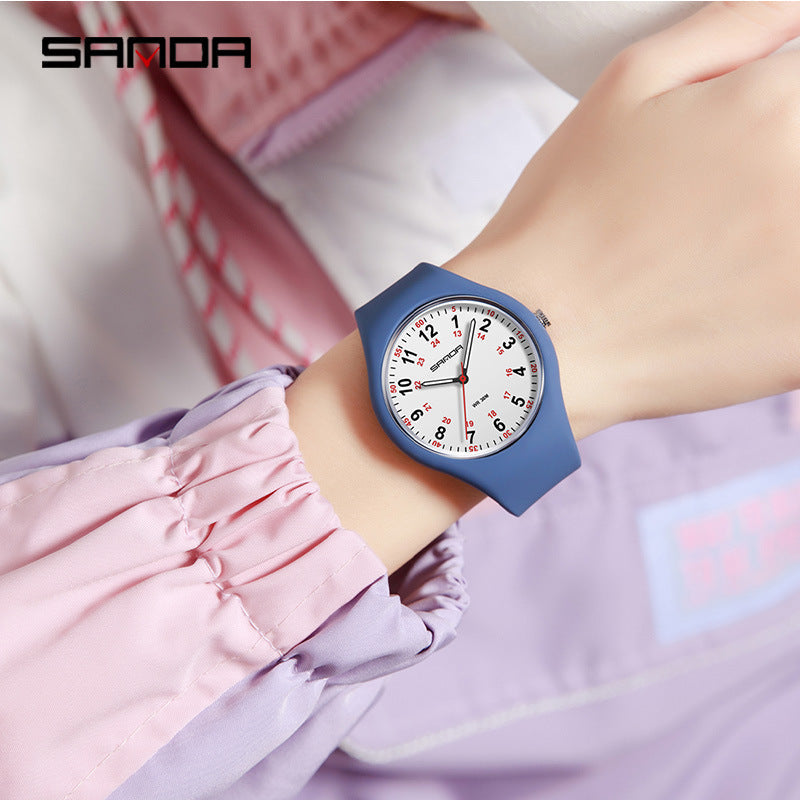 Sanda Luminous Quartz Watch – Waterproof Silicone Strap Student Sports Watch