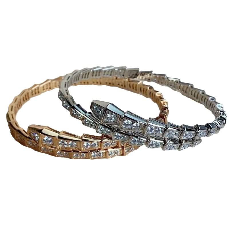 Snake Cuff Bracelet with Full Diamond Accents