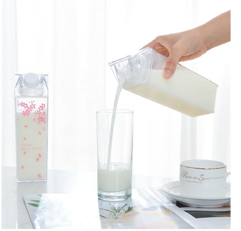 Transparent Square Milk Cup -Japanese Style Plastic Drink Cup