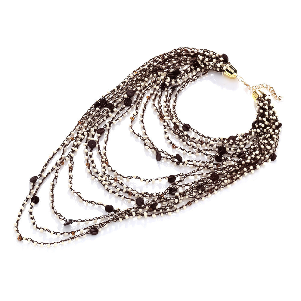 Bohemian Multi-Layer Beaded Necklace – Handmade Statement Jewelry for Women
