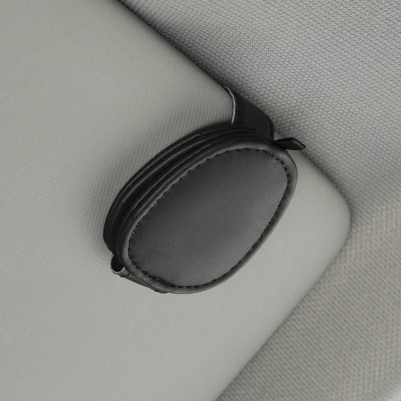 Leather Car Sun Visor Glasses Clip Holder – Oval Shape