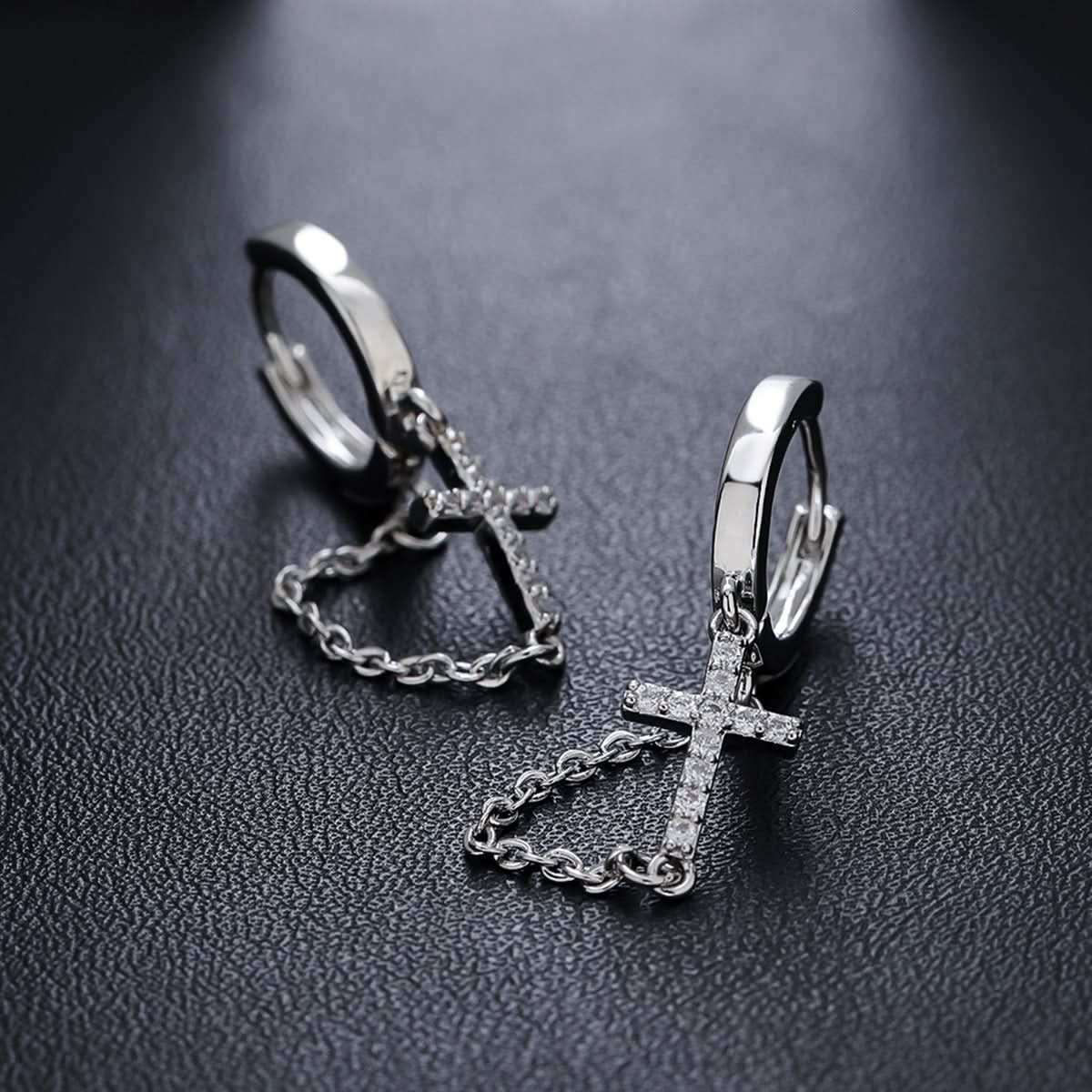 Men’s Hip-hop Style Cross Tassel Earrings
