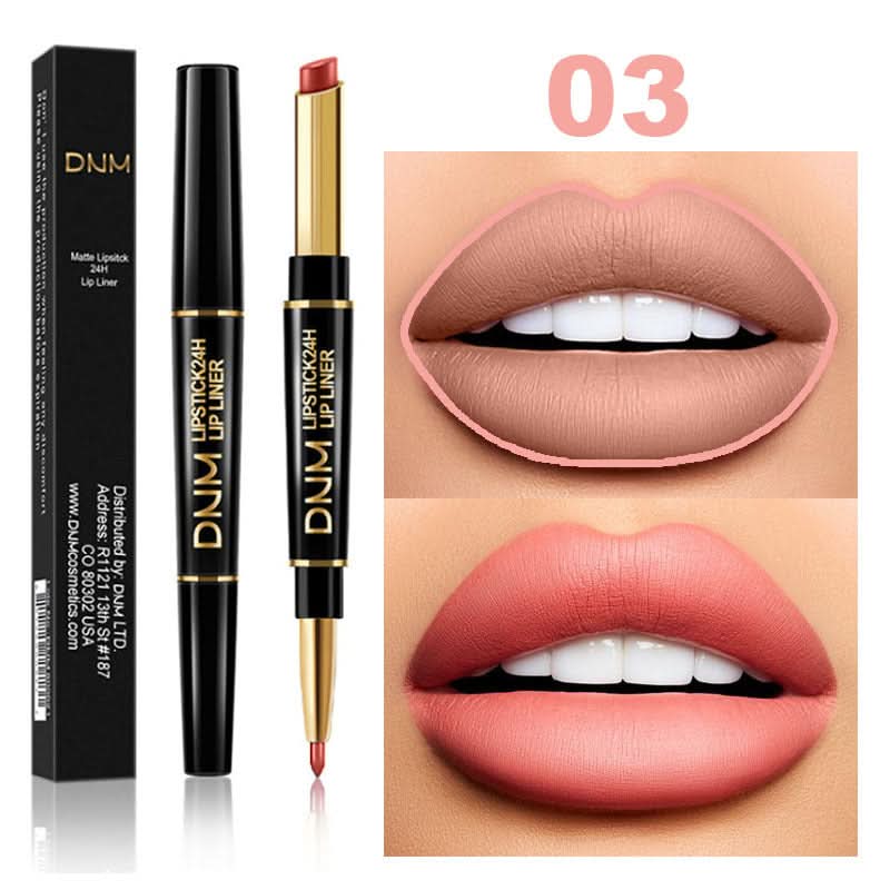 DNM 2-in-1 Matte Lipstick & Lip Liner – Long-Lasting, Non-Stick, High-Pigment Color