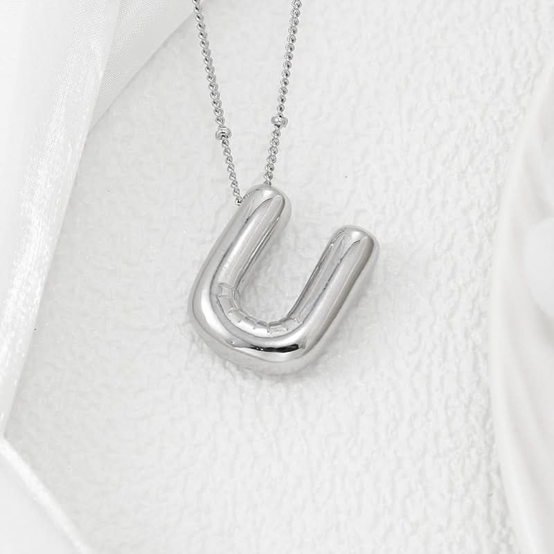 Silver-Plated Alphabet Pendant Necklace – Hip-Hop Style