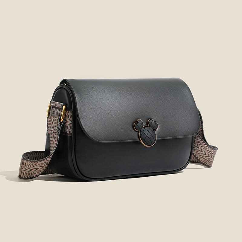 Women's Retro Small Square Leather Crossbody Bag – with Wide Strap