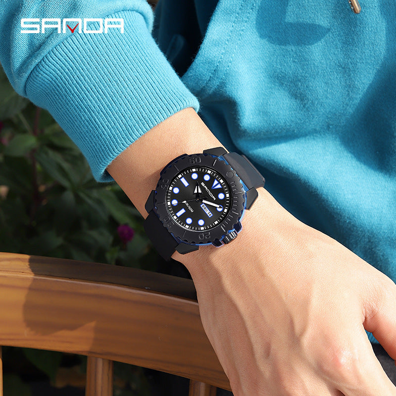 Sanda Digital Sports Watch for Men – Waterproof Silicone Outdoor Electronic Watch