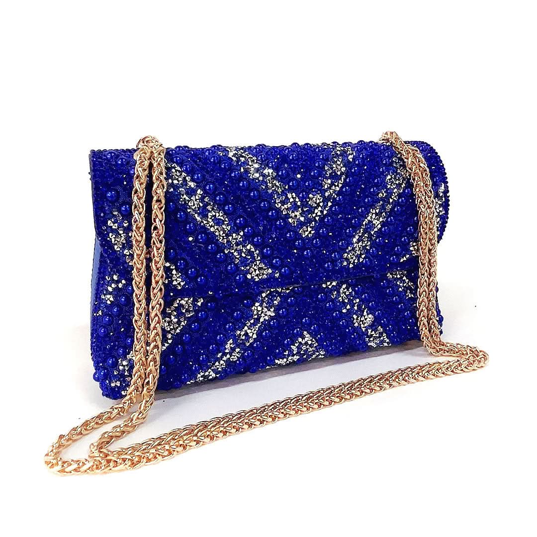 Retro Diamond-Studded Evening Bag – Chain Clutch