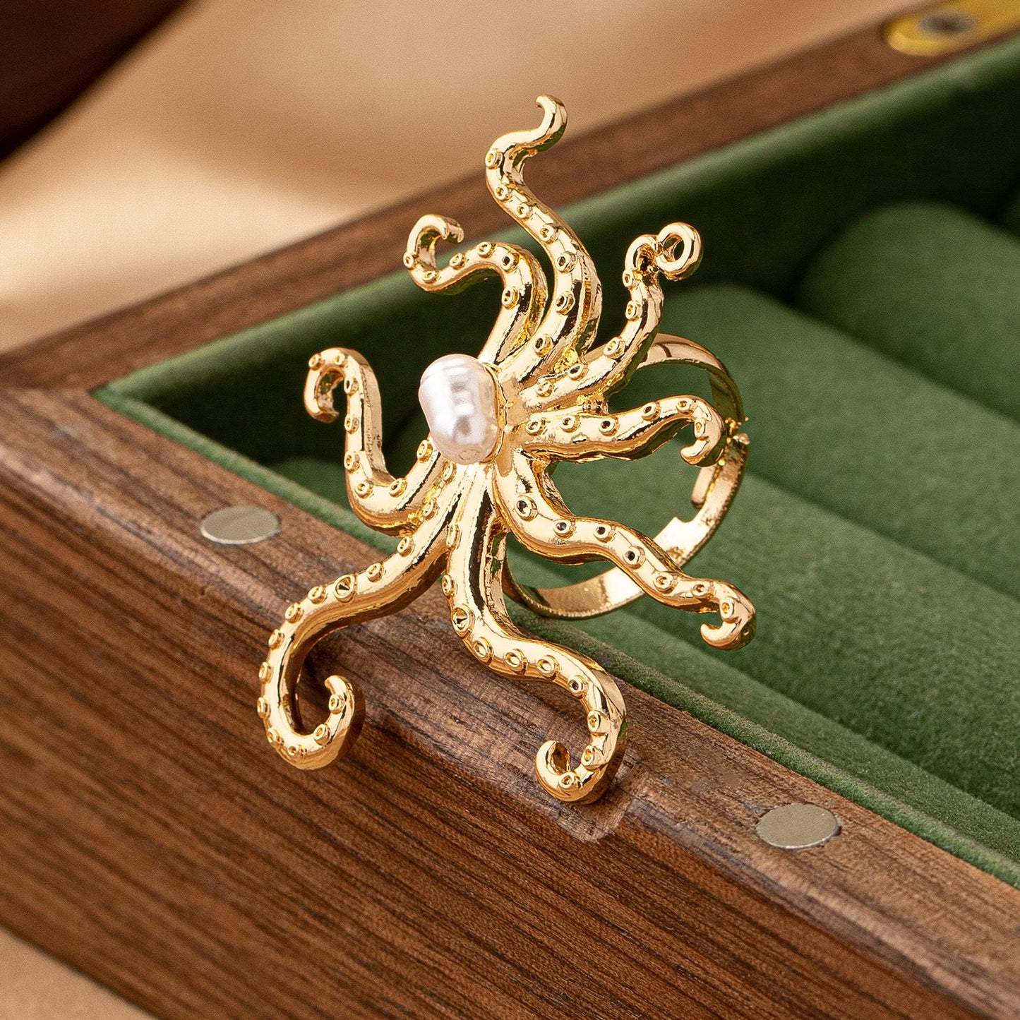 Gold Octopus Adjustable Ring for Women – Trendy Streetwear Statement Jewelry