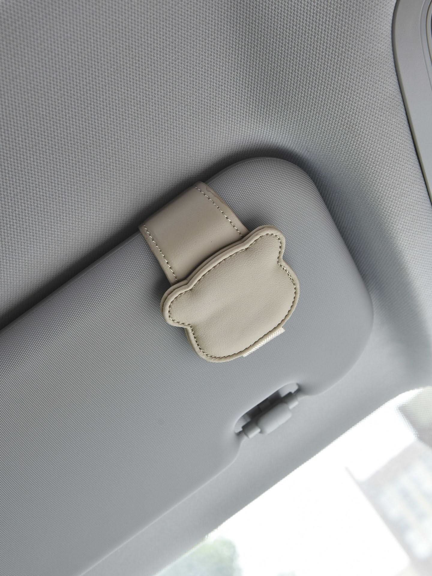 Bear Leather Car Glasses Clip & Sun Visor Holder
