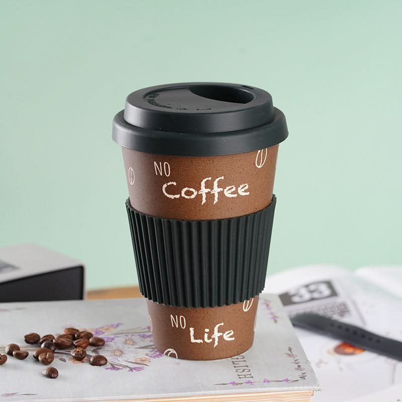 Eco-Friendly Bamboo Fiber Coffee Cup – Biodegradable, Leakproof Travel Mug (470ML)