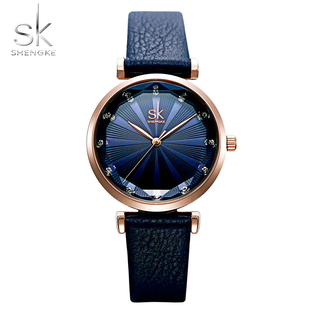 SK Women’s Quartz Watch with Diamond Dial – Waterproof Fashion Timepiece 30mm