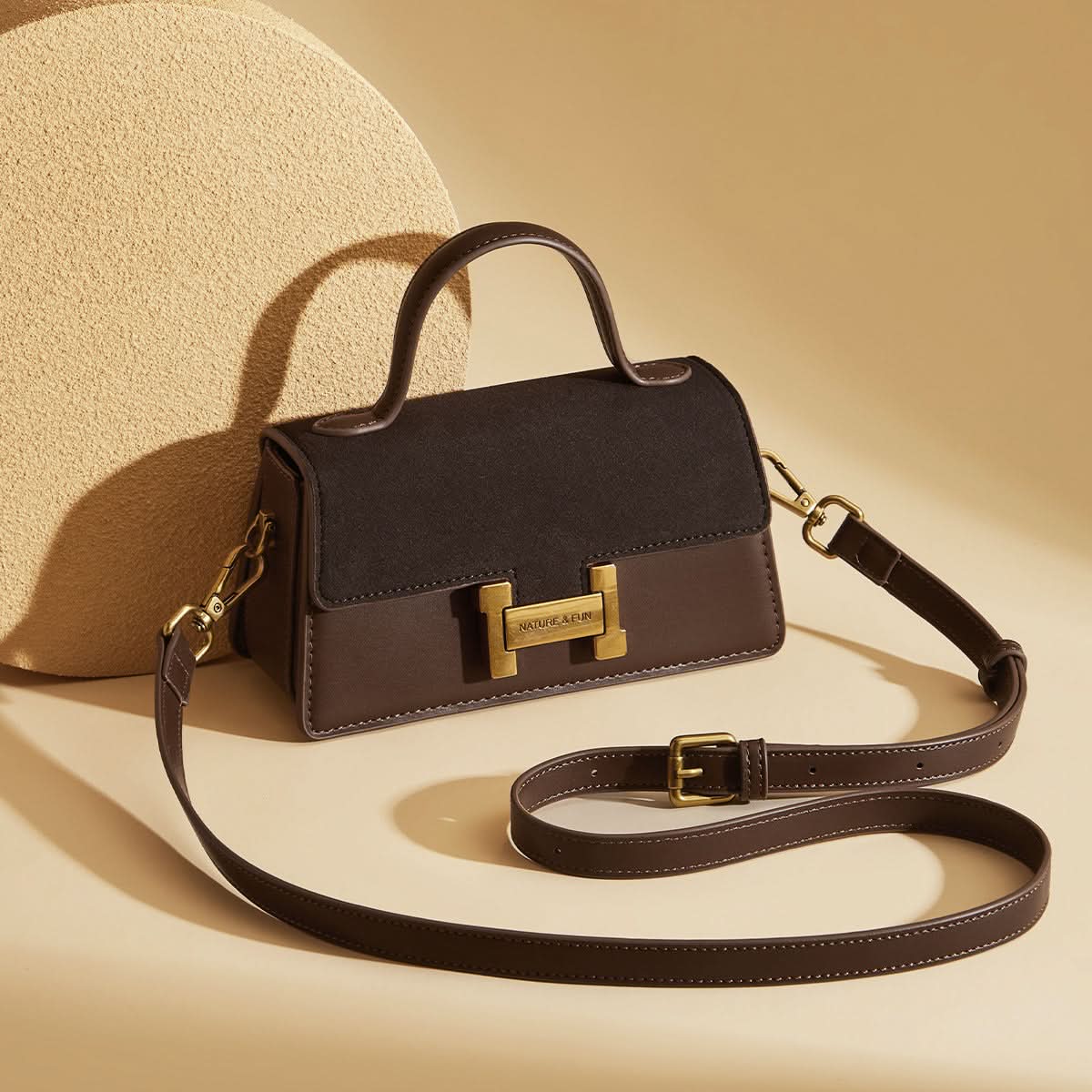 Women’s Elegant Small Square Handbag – H-Buckle Shoulder & Crossbody Bag