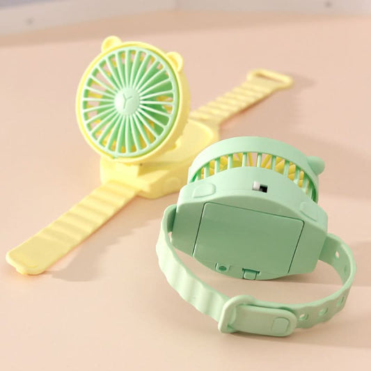 Portable Cartoon Watch Fan – Battery Powered Mini Electric Fan Gift