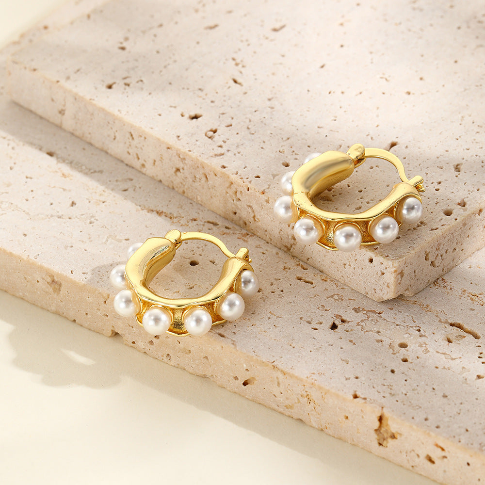 Elegant Pearl Accent Hoop Earrings – Lightweight Classic Chic Jewelry
