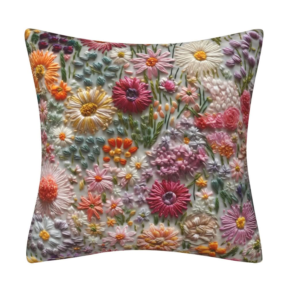 3D Imitation Embroidery Flower Pillow Cover
