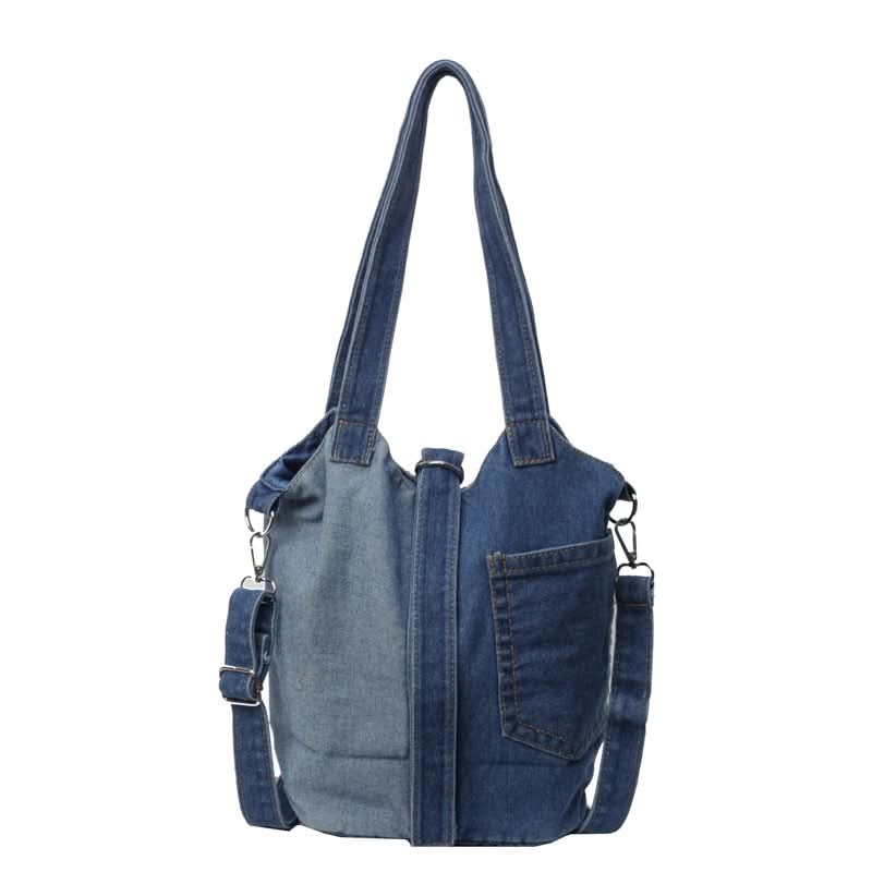 Denim Bucket Messenger Bag for Women – Korean Style Canvas Shoulder Handbag