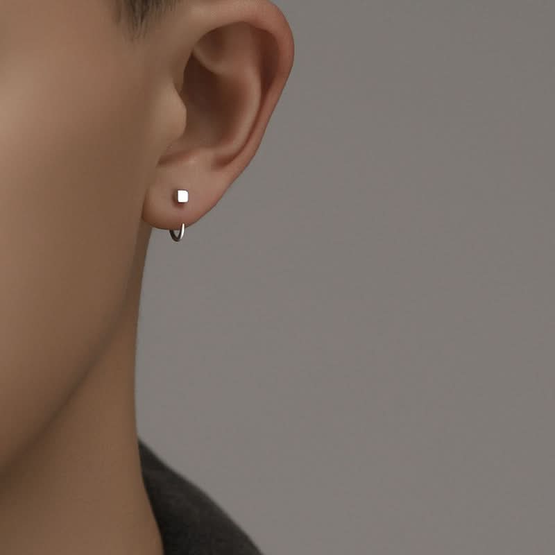 Men’s Minimalist Square Earrings – Hip-Hop Punk Jewelry