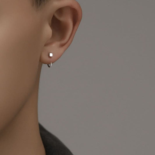 Men’s Minimalist Square Earrings – Hip-Hop Punk Jewelry