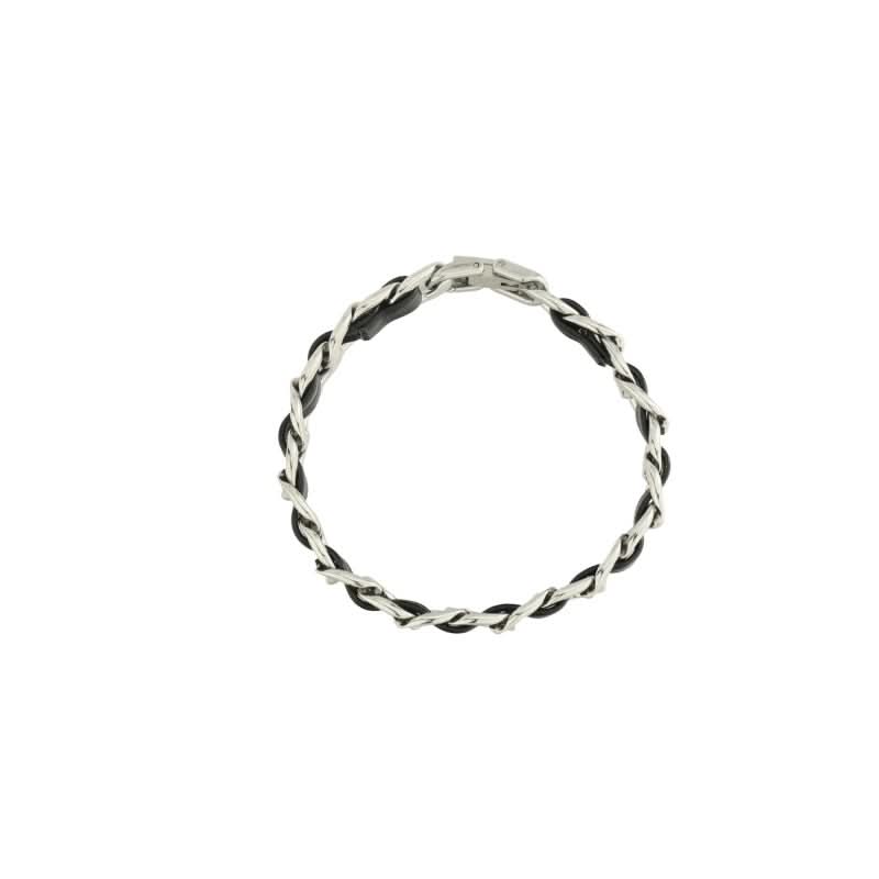 Men’s Trendy Titanium Steel Leather Bracelet – Fashion-Forward Design