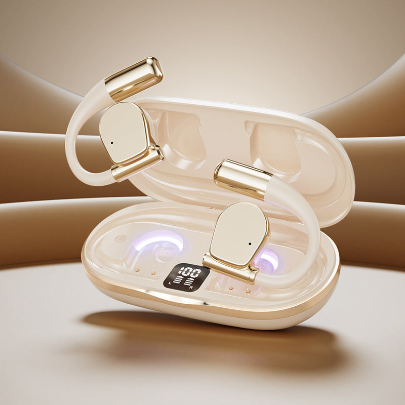 Open-Ear Bluetooth 5.4 Headset with UV Sterilization – IPX4 Waterproof Ear-Clip Earbuds