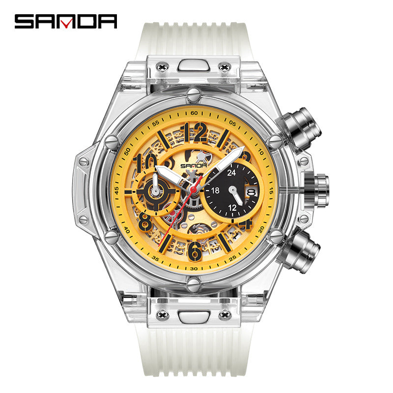 SANDA Men’s Quartz Sports Watch – Luminous Calendar Fashion Waterproof Timepiece