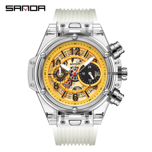 SANDA Men’s Quartz Sports Watch – Luminous Calendar Fashion Waterproof Timepiece