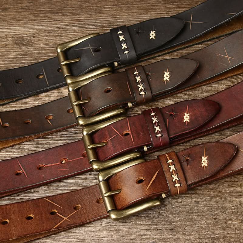 Men’s Vintage Leather Belt – Street Style for Jeans