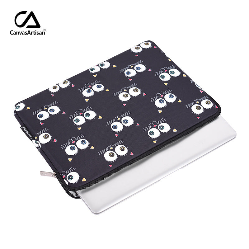 Laptop Sleeve with Cartoon Cat Faces Print – Protective Case for HP & More 11-15 inch