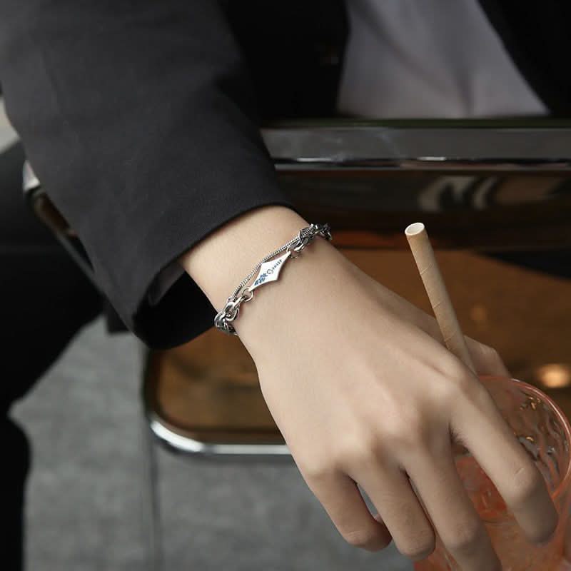 Men’s Titanium Steel Double-Layer Chain Bracelet – Hip-Hop