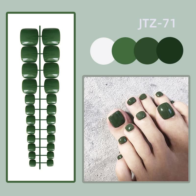 Glossy Toenail Nail Stickers – 24-Piece Finished Fake Nails Set