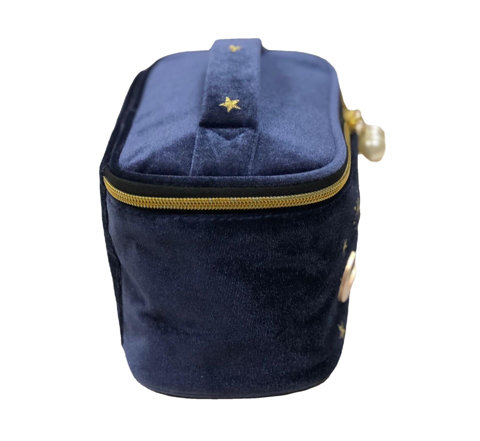 Velvet Tassel Makeup Bag - Large Capacity with Star and Moon Embroidery