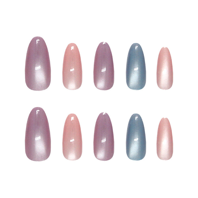 Rainbow Glass Press-On Nails – Handmade Detachable Almond-Shaped Nail Set