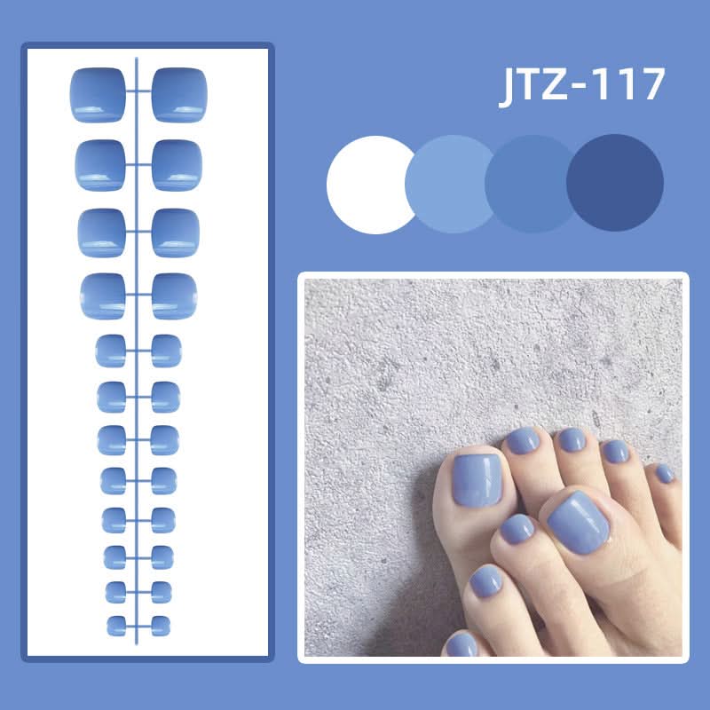 Glossy Toenail Nail Stickers – 24-Piece Finished Fake Nails Set