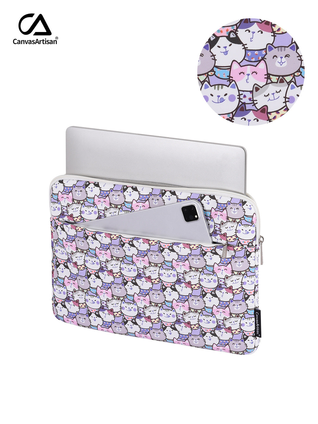 Cute Kitty Printer Waterproof Laptop Sleeve – Soft Polyester Case