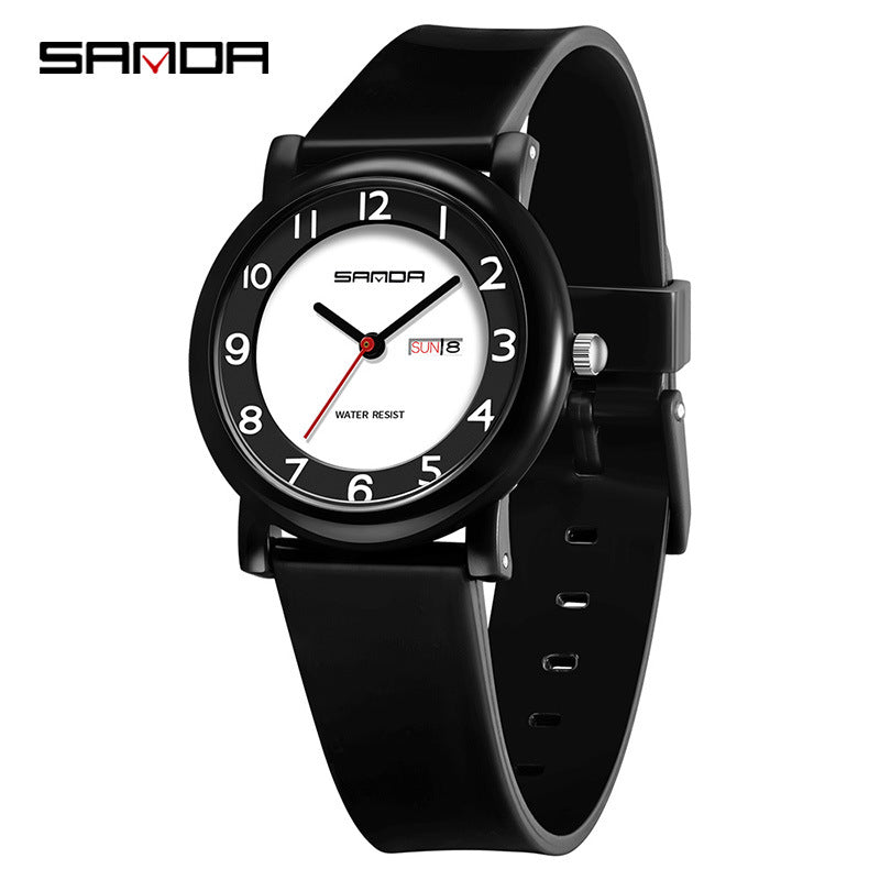 Sanda Kids Quartz Watch – Waterproof Dual Calendar Analog Watch for Students