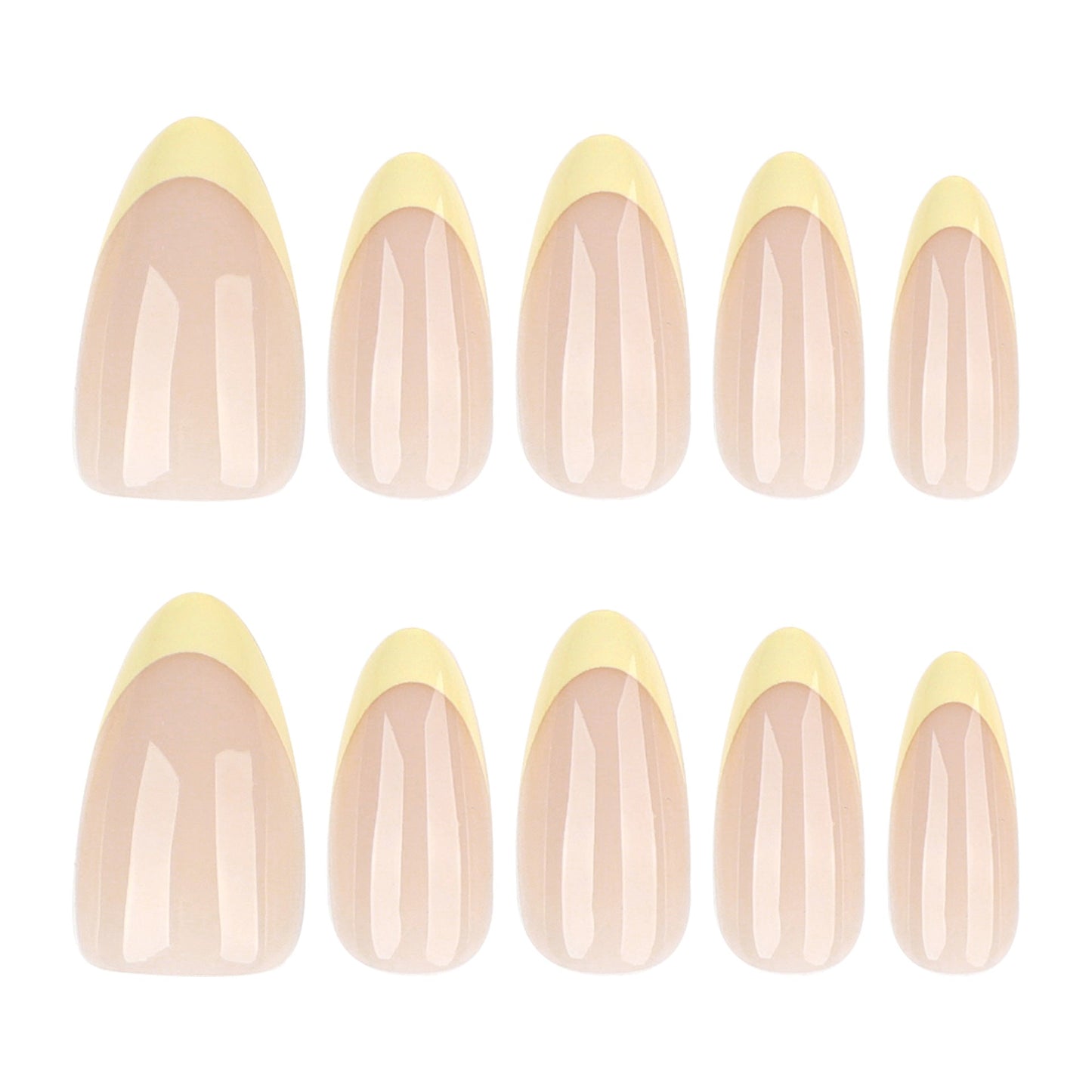 Minimalist Nude Yellow French Tip Press-On Nails – Classic Oval Glue-On Manicure
