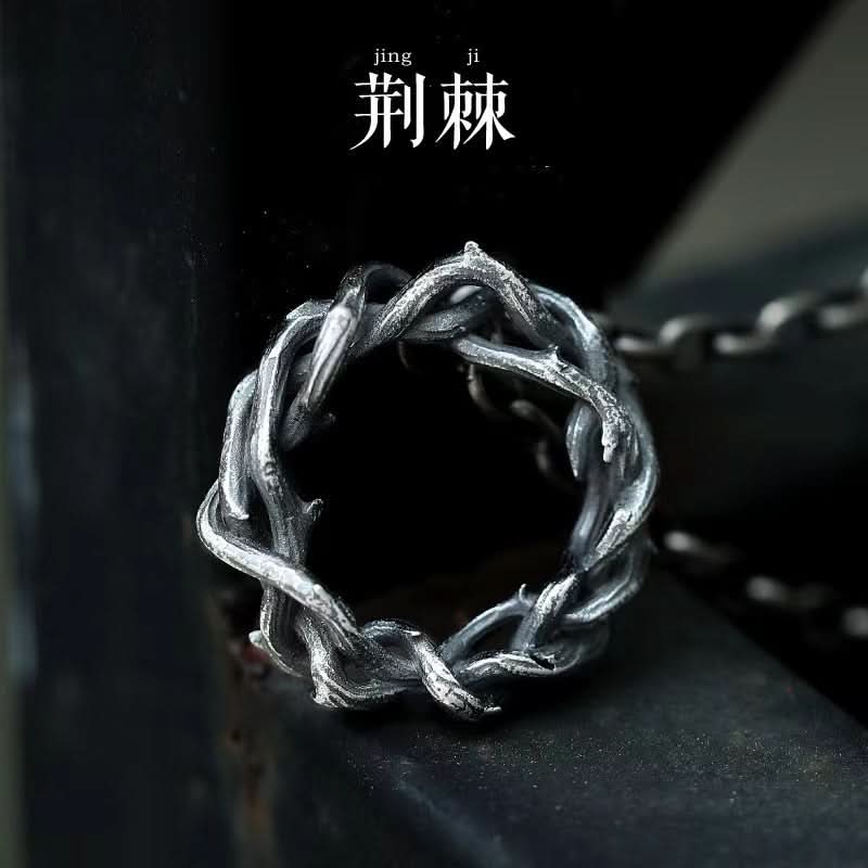 Men's Retro Hip-hop Style Punk Thorn Pendant Necklace – Leather Chain