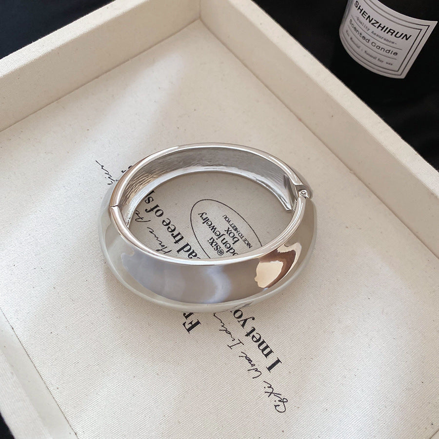 Minimalist Geometric Cuff Bracelet – Pleated Wide Open-Ended  Bangle Women’s Jewelry