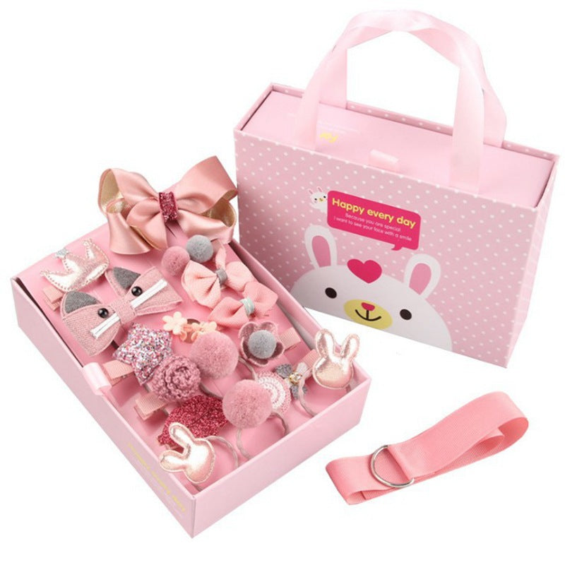 18-Piece Kids' Bow Hair Accessories Gift Set – Fabric Hairpins for Girls